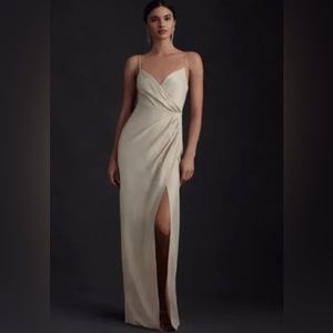 BHLDN Freya Satin Charmeuse Dress, Size 6, color: Champagne